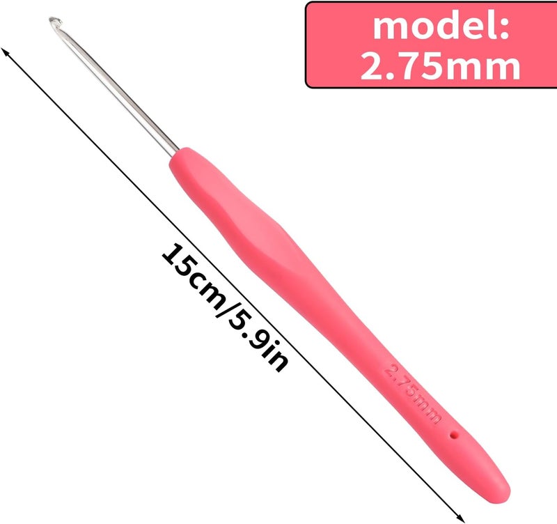 Gerute 2.75mm Crochet Hook, Ergonomic Crochet Hooks with Soft Rubber Handle and Smooth Glide Head - Lightweight Aluminum Needles for Beginners, Arthritis, Yarn Projects, Long Crafting Sessions (2.75 mm) - Image 2